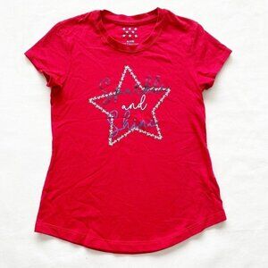 Celebrate! Girls Red Short Sleeve Sparkle & Shine Shirt Size 7/8